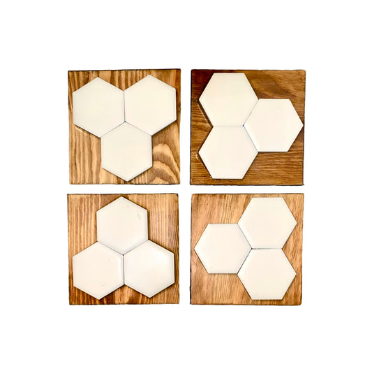 Coaster Set of 4, Modern Hexagon